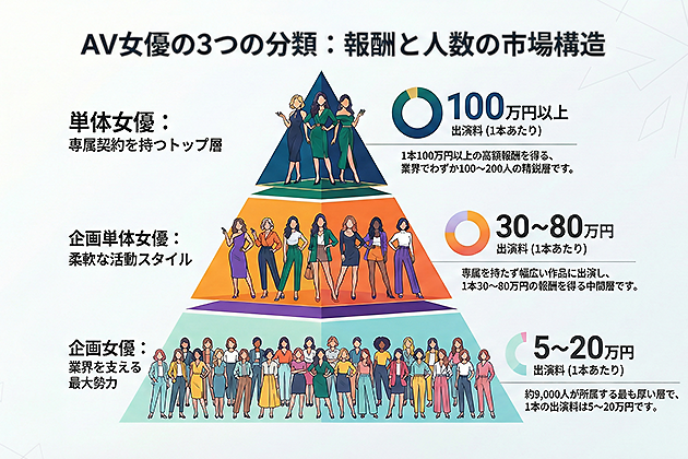 AV女優の種類には大きくわけて３つ