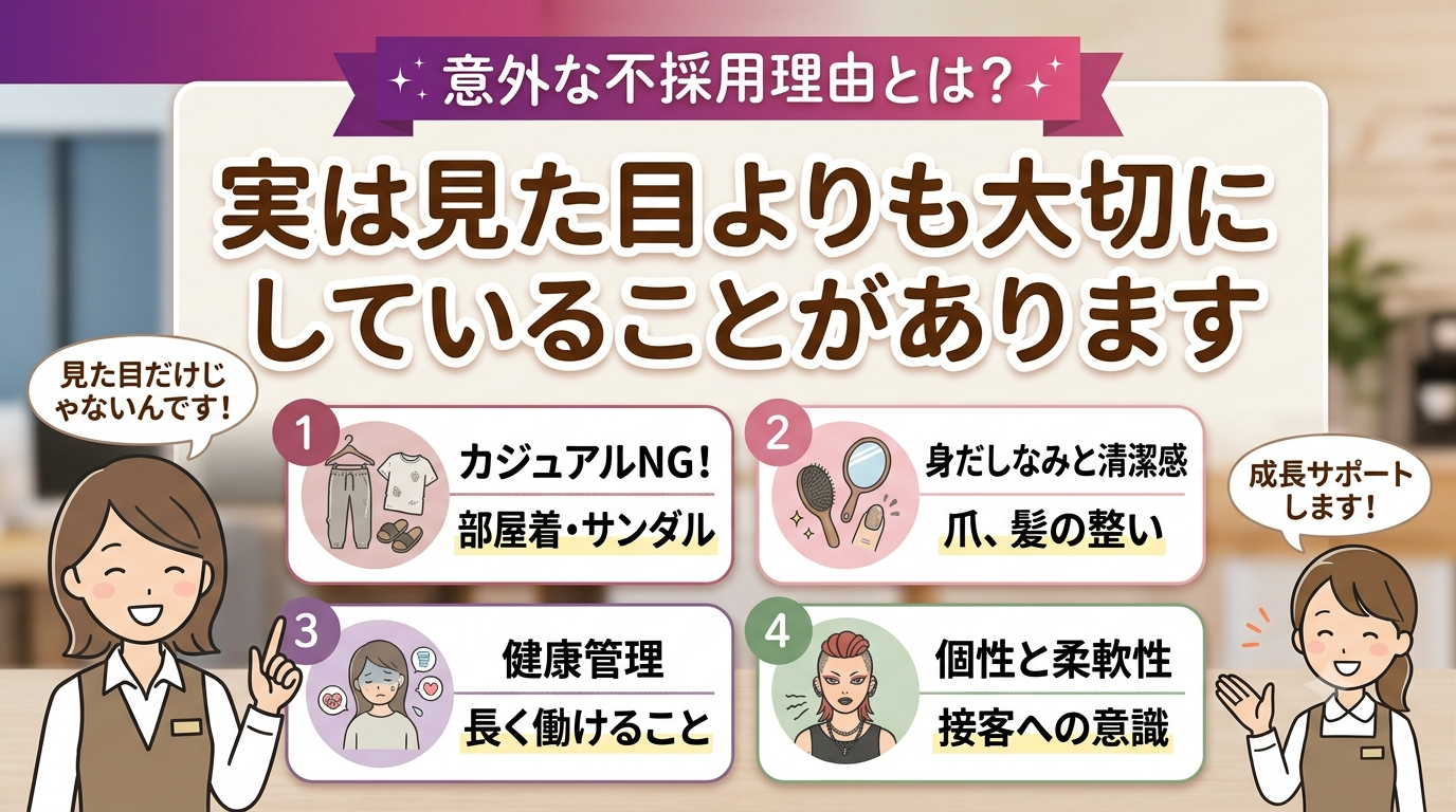 風俗の不採用理由4選!見た目よりも重要なポイントを解説します